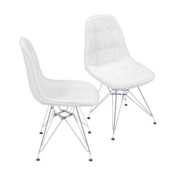 Kit 2 Cadeiras Estofada Botonnes Base Cromoda  - 1