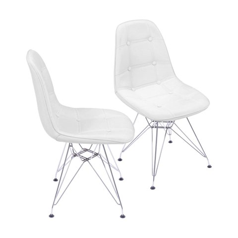 Kit 2 Cadeiras Estofada Botonnes Base Cromoda 