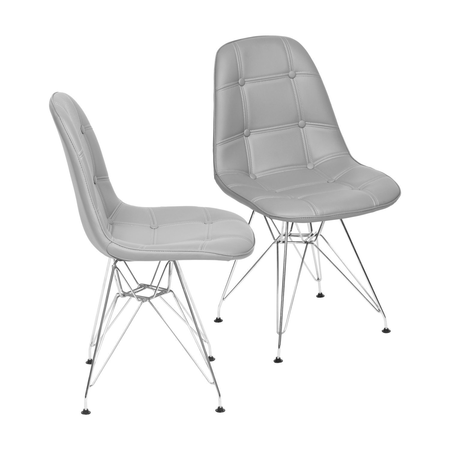 Kit 2 Cadeiras Estofada Botonnes Base Cromoda OR Design