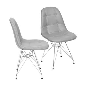 Kit 2 Cadeiras Estofada Botonnes Base Cromoda 