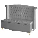 Ver imagem 1 de Kit Cabeceira de Cama Box e Calçadeira Baú Luxo King 195 Cm Suede Prata Eli Móveis