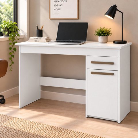 Escrivaninha 1 Porta 1 Gaveta 100% MDF com Tampo Amplo Atenas Espresso Móveis