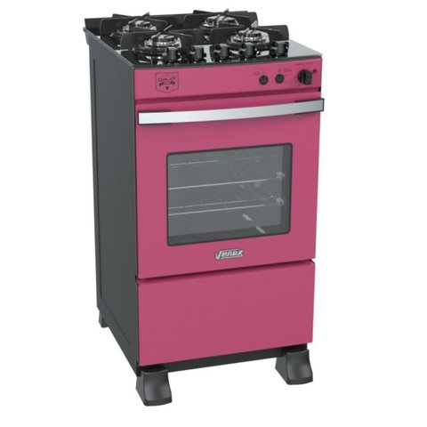 Fogao 4 Bocas Venax Gaudi Vetro Vitreo Pink Gas GLP 220 V