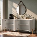 Ver imagem 3 de Aparador Buffet 100% MDF 4 Portas com Pés em Metal 164x85x40cm Branco Fosco