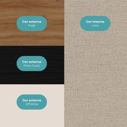 Armário de Cozinha Completa C/ Tampo Lótus Tiny Carraro Freijó Off White Preto Touch - 3