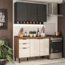 Armário de Cozinha Completa C/ Tampo Lótus Tiny Carraro Freijó Off White Preto Touch - 1