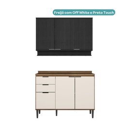 Armário de Cozinha Completa C/ Tampo Lótus Tiny Carraro Freijó Off White Preto Touch - 10