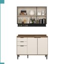 Ver imagem 4 de Armário de Cozinha Completa C/ Tampo Lótus Tiny Carraro Freijó Off White Preto Touch