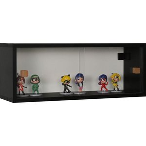 Nicho 60x23x18 Preto C/ Portas de Acrílico Puxador Natural