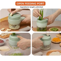 Processador de Alimentos sem Fio Multifuncional Recarregável Triturador Cortador Fatiador Moedor Elé - 7