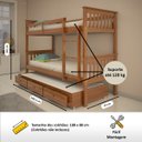 Ver imagem 2 de Treliche de Madeira Solteiro com 3 Gavetas de Exclusivo Totalità