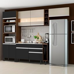 Cozinha Safira com Armário e Balcão Preto Madesa - 4