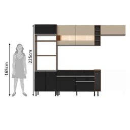 Cozinha Safira com Armário e Balcão Preto Madesa - 9