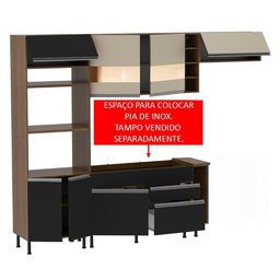 Cozinha Safira com Armário e Balcão Preto Madesa - 3