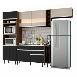 Cozinha Safira com Armário e Balcão Preto Madesa