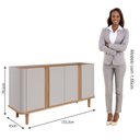 Ver imagem 7 de Buffet Aparador de Sala de Jantar 4 Portas com Pés de Madeira Maciça Eva Bege/Off White/Nature