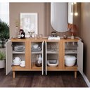 Ver imagem 3 de Buffet Aparador de Sala de Jantar 4 portas com pés de madeira maciça Eva