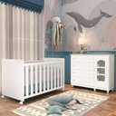 Ver imagem 1 de Quarto de Bebê Completo com Berço 3 em 1 Cômoda 4 Gavetas 1 Porta Portugal Móveis Bonatto