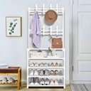 Ver imagem 4 de Sapateira Organizadora com Ganchos 4 Prateleiras P/ 12 Pares Cor:branco