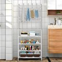 Ver imagem 6 de Sapateira Organizadora com Ganchos 4 Prateleiras P/ 12 Pares Cor:branco