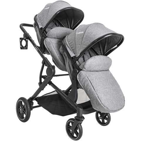 Carrinho para Gemeos Berço Passeio Moises Kiddo Pair Cinza