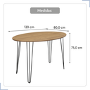 Ver imagem 3 de Mesa de Jantar Orgânica 120cm X 80cm Formato Oval Tampo Madeirado Pés Preto - Rede Móveis