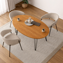 Ver imagem 2 de Mesa de Jantar Orgânica 120cm X 80cm Formato Oval Tampo Madeirado Pés Preto - Rede Móveis