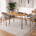 Ver imagem 1 de Mesa de Jantar Orgânica 120cm X 80cm Formato Oval Tampo Madeirado Pés Preto - Rede Móveis