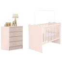 Ver imagem 1 de Jogo de Quarto Doce Sonho Berço e Cômoda Rosa - Qmovi