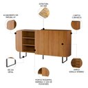 Ver imagem 3 de Buffet Aparador 160cm 2 Portas Orgânico Pé Metal Sindy Nature Z56 - Mpozenato