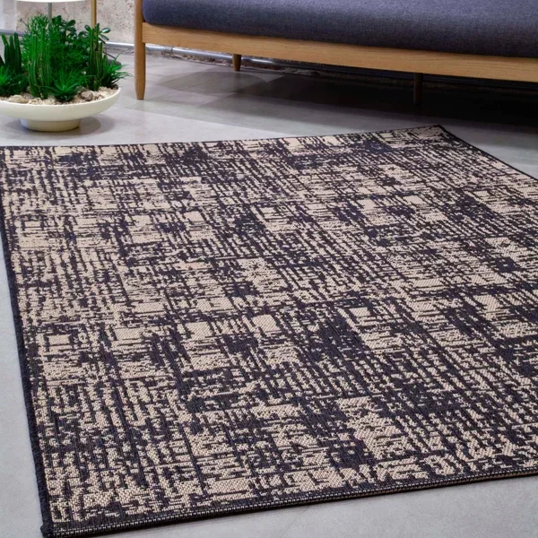 Tapete de Sala Wave Chumbo com Bege 200x300 cm - 1