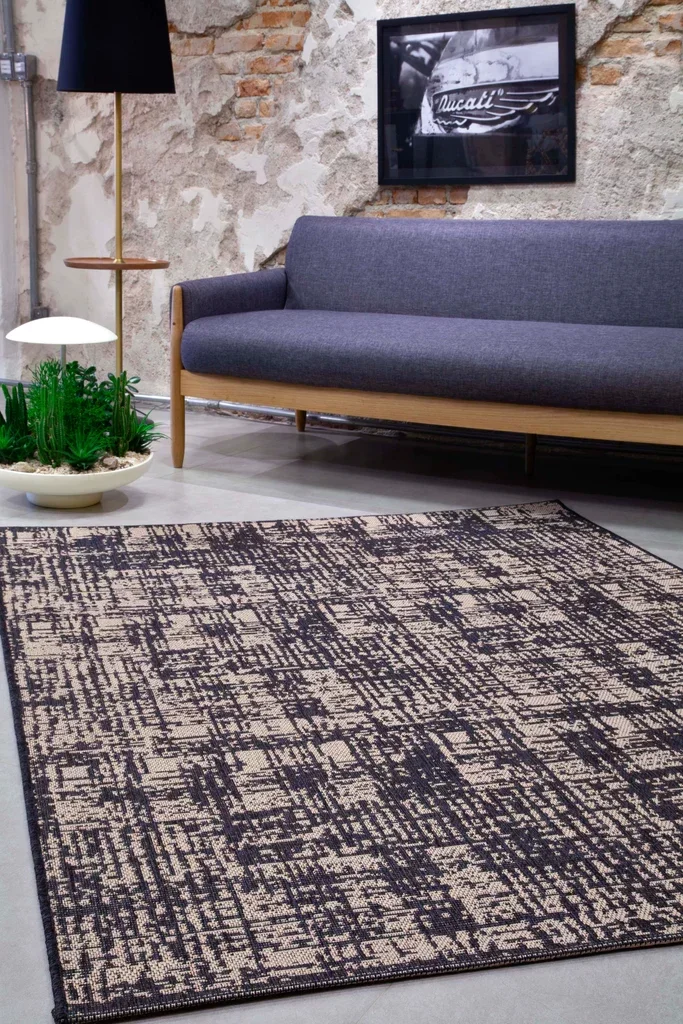 Tapete de Sala Wave Chumbo com Bege 200x300 cm - 2