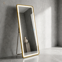 Ver imagem 7 de Espelho Jateado com Led Grande Corpo Inteiro com Moldura com Suporte de Chão 170x70cm Luxo Dourado