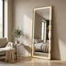 Espelho Jateado com Led Grande Corpo Inteiro com Moldura com Suporte de Chão 170x70cm Luxo Dourado - 6