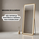 Ver imagem 3 de Espelho Jateado com Led Grande Corpo Inteiro com Moldura com Suporte de Chão 170x70cm Luxo Dourado