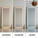 Ver imagem 4 de Espelho Jateado com Led Grande Corpo Inteiro com Moldura com Suporte de Chão 170x70cm Luxo Dourado