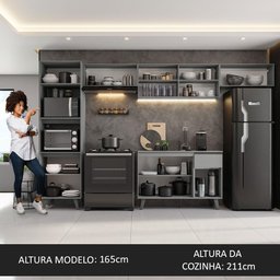 Armário de Cozinha Completa 340cm Cinza Nice Madesa 01 - 6