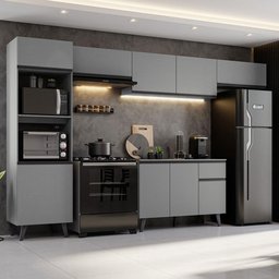 Armário de Cozinha Completa 340cm Cinza Nice Madesa 01 - 2