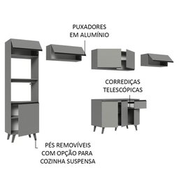 Armário de Cozinha Completa 340cm Cinza Nice Madesa 01 - 5