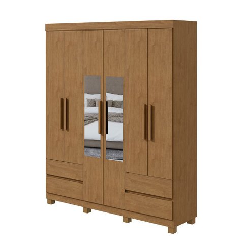 Guarda-roupa Lopas Zeus com Espelho 6 Portas 4 Gavetas