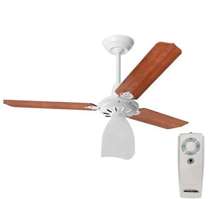 Ventilador De Teto Com Controle Remoto Lumi Loren Sid Branco Pás Mogno ...