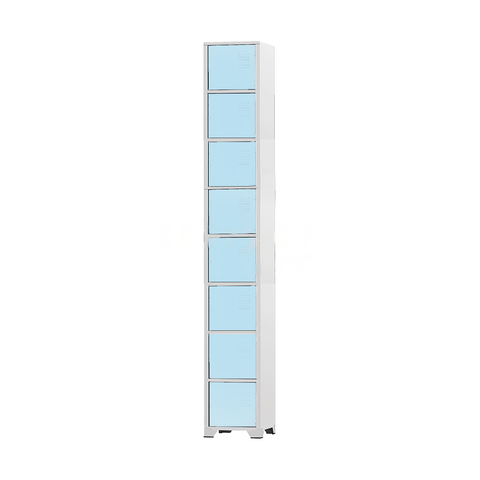 Armário Roupeiro de Aço 8 Portas para Vestiário Academia Locker Azul Claro com Chave