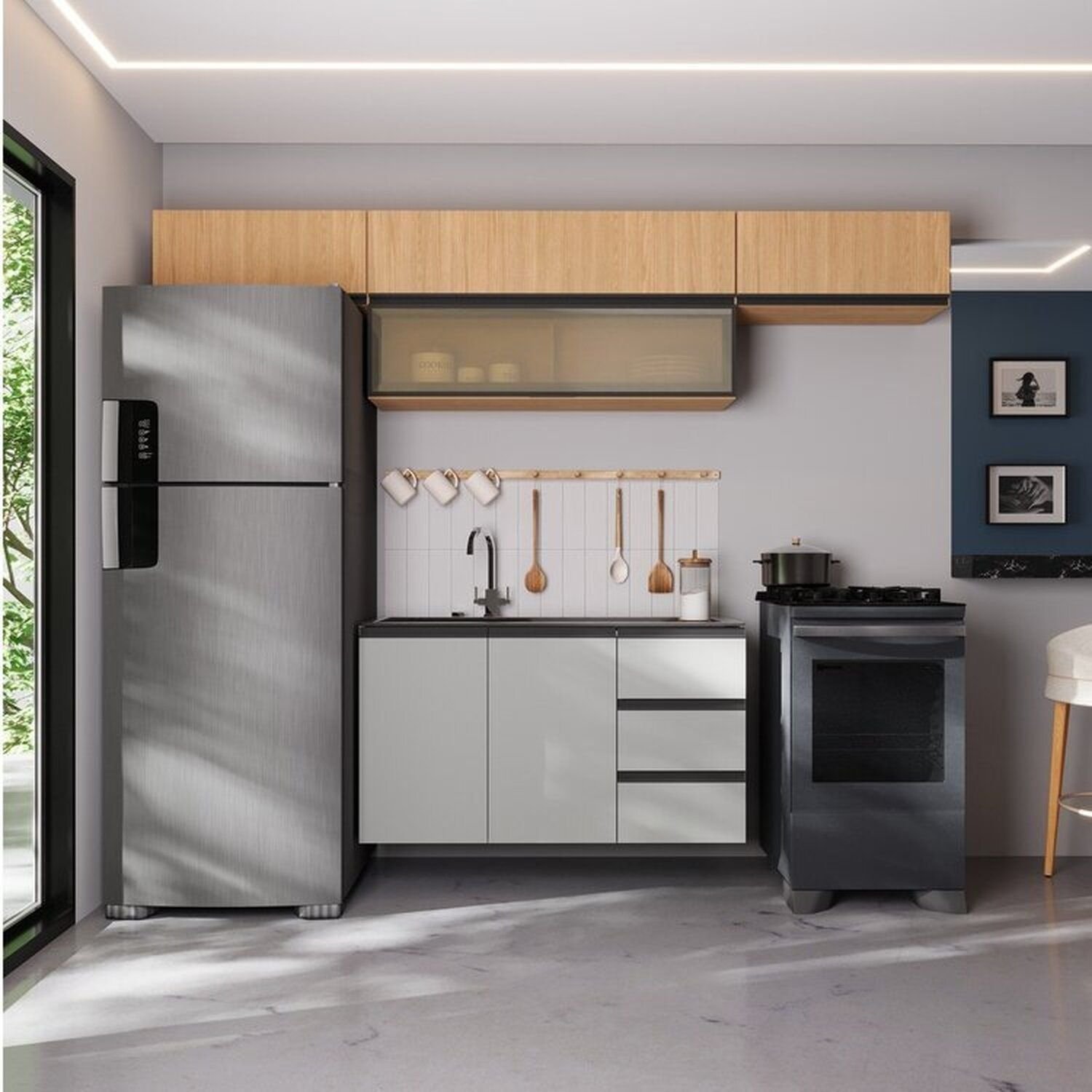 Cozinha Modulada 5 Peças 4 Aéreos 1 Balcão Nara CabeCasa
