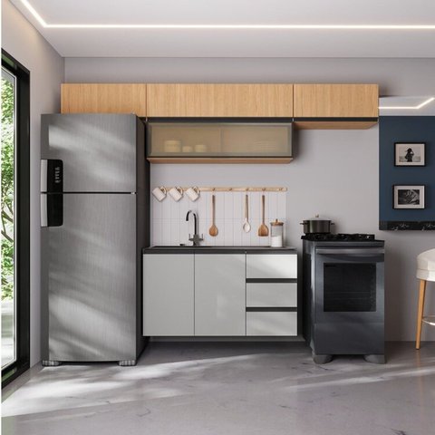 Cozinha Modulada 5 Peças 4 Aéreos 1 Balcão Nara CabeCasa MadeiraOriginals