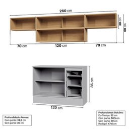 Cozinha Modulada 5 Peças 4 Aéreos 1 Balcão Nara Cabecasa Madeiramadeira - 4