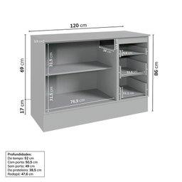 Cozinha Modulada 5 Peças 4 Aéreos 1 Balcão Nara Cabecasa Madeiramadeira - 11
