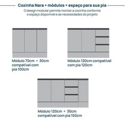 Cozinha Modulada 5 Peças 4 Aéreos 1 Balcão Nara Cabecasa Madeiramadeira - 15