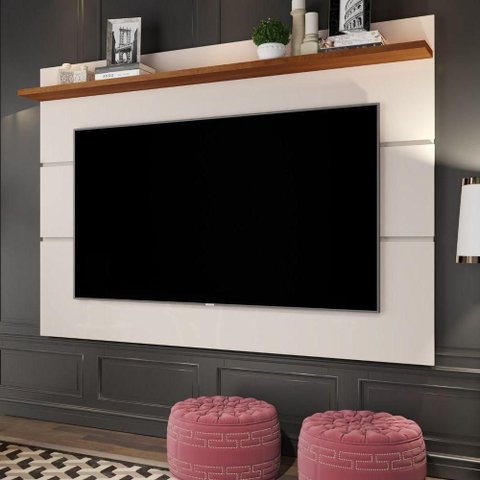 Painel para TV Bianca 55 Polegadas 180cm MDP Off White Nature Germai Móveis