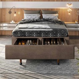 Base Box Casal com Sapateira 138x188x30cm  Suede Areia - 1