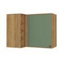 Ver imagem 1 de Armário Aéreo de Canto Reto Celeste Kappesberg 100% Mdf 1 Porta 4 Nichos Nogueira/verde 98cm